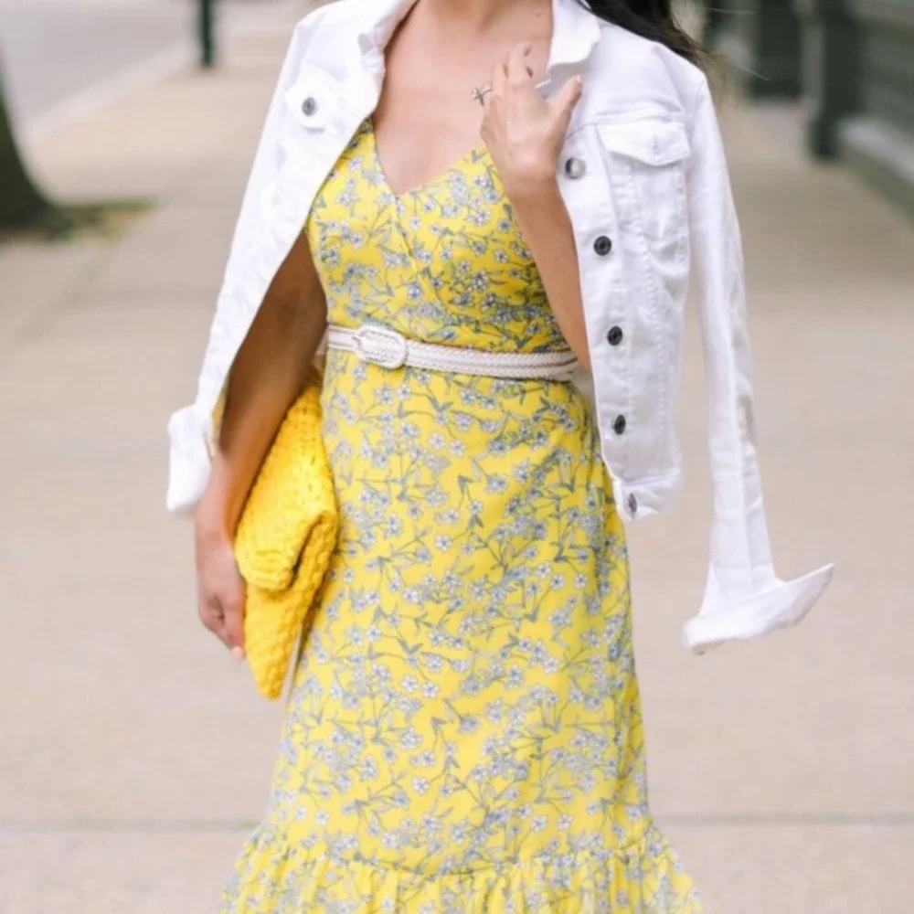 Banana Republic Yellow Floral Maxi Dress - Size 8 - Picture 3 of 10